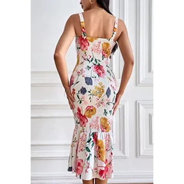 PRETTYGARDEN Women's Floral Midi Tank Dress for Summer