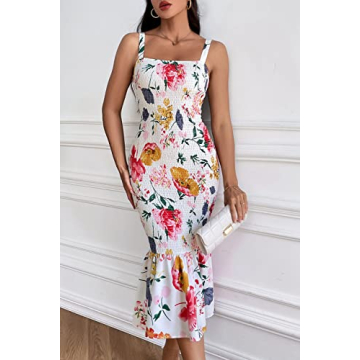 PRETTYGARDEN Women's Floral Midi Tank Dress for Summer