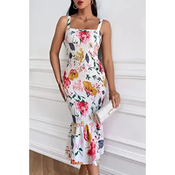 PRETTYGARDEN Women's Floral Midi Tank Dress for Summer