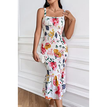 PRETTYGARDEN Women's Floral Midi Tank Dress for Summer