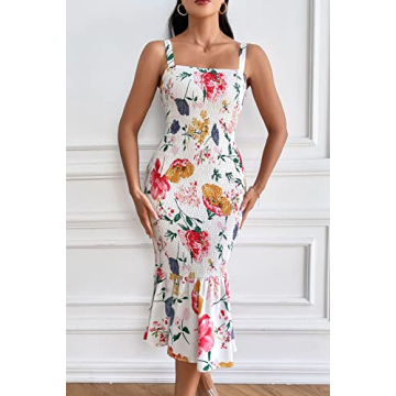 PRETTYGARDEN Women's Floral Midi Tank Dress for Summer