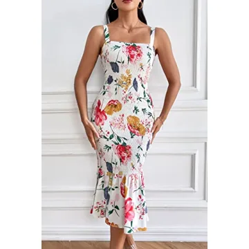 PRETTYGARDEN Women's Floral Midi Tank Dress for Summer
