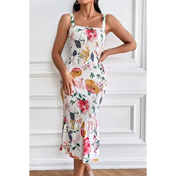 PRETTYGARDEN Women's Floral Midi Tank Dress for Summer