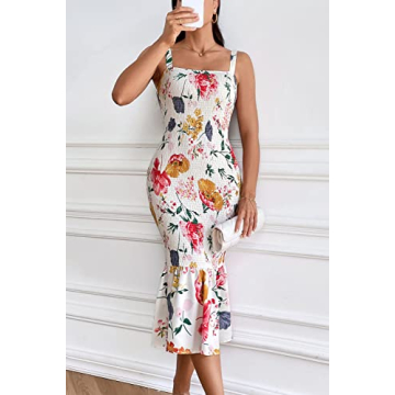 PRETTYGARDEN Women's Floral Midi Tank Dress for Summer
