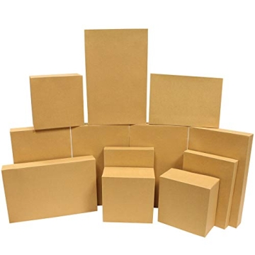 JOYIN 12PCS Brown Kraft Cardboard Gift Boxes with Lids for Presents, 4" Deep Large Shirt Robe Wrappi...