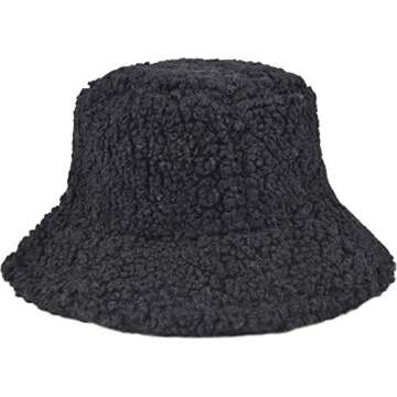ChezAbbey Faux Fur Bucket Hat, Fuzzy Furry Winter Warm Fisherman Cap, Fluffy Teddy Sherpa Clothe Hat...