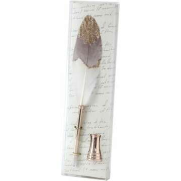 Feather Quill Pen & Stand Holder Set for Office
