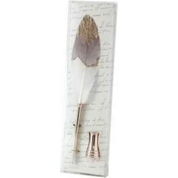 Feather Quill Pen & Stand Holder Set for Office