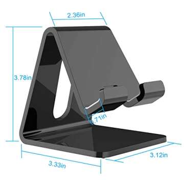 Crpich Acrylic Phone Stand, Ergonomic Design for Apple iPhone and Samsung Galaxy, Compatible with 4-8 Inch Screens, Black
