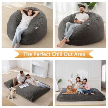 HABUTWAY Giant Bean Bag Chair - Soft & Convertible Comfort