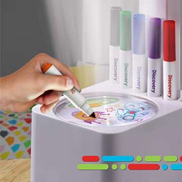 Discovery Kids Art Projector with Six Dry Erase Markers and 10 Reusable Drawing Discs, Draw on Reusa...