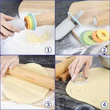 Geesta Rolling Pin with Thickness Rings for Perfect Baking