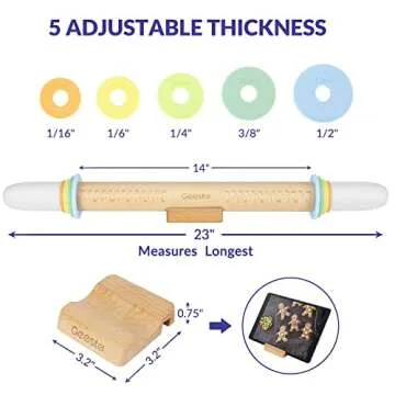 Geesta Rolling Pin with Thickness Rings for Perfect Baking