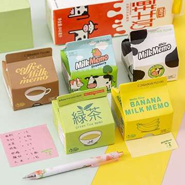 TUKE Creative Kawaii Korean Milk Box N times Memo Note Pad Message Paper Marker Tab Notepads School Office Stationery