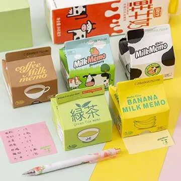 TUKE Creative Kawaii Korean Milk Box N times Memo Note Pad Message Paper Marker Tab Notepads School Office Stationery