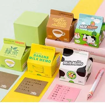 TUKE Creative Kawaii Korean Milk Box N times Memo Note Pad Message Paper Marker Tab Notepads School Office Stationery
