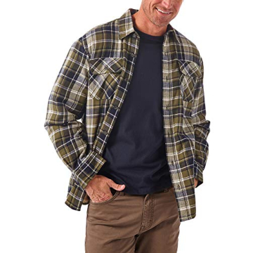 Wrangler Authentics Men's Long Sleeve Sherpa Lined Shirt Jacket, Olive Sky, Large