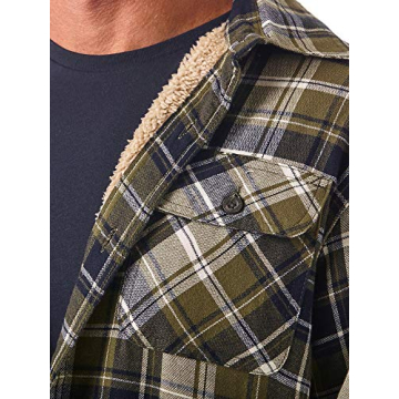 Wrangler Authentics Men's Long Sleeve Sherpa Lined Shirt Jacket, Olive Sky, Large