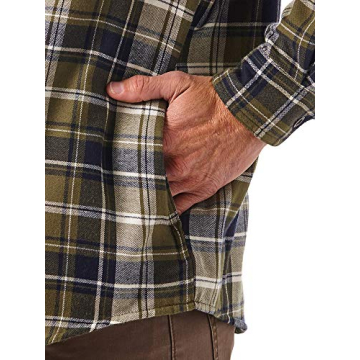 Wrangler Authentics Men's Long Sleeve Sherpa Lined Shirt Jacket, Olive Sky, Large