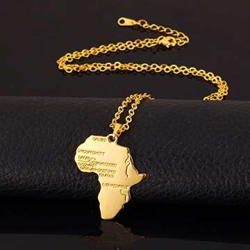 Africa Pendant Necklace - 18K Gold Plated Unisex Jewelry