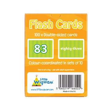 Little Wigwam Numbers 1 to 100 Flash Cards - Full Set of 100 Number Flashcards Educational Early Lea...