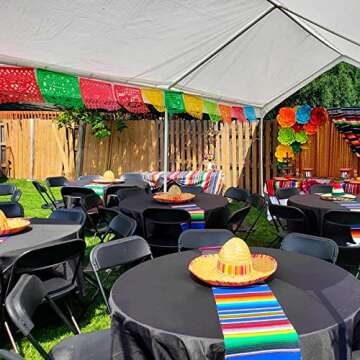 20 Pack Black Round Table Cloth 84" Plastic Disposable Round Table Cover Premium Table Cloth for Picnic BBQ, Party, Birthday Wedding, Banquet, Outdoor