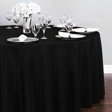 20 Pack Black Round Table Cloth 84" Plastic Disposable Round Table Cover Premium Table Cloth for Picnic BBQ, Party, Birthday Wedding, Banquet, Outdoor