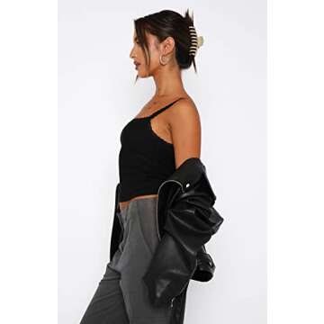 BAIGRAM Women's Y2K Lace Patchwork Strap Crop Camisole Backless Sleeveless Slim Fit Cute Lingerie Summer Casual Black