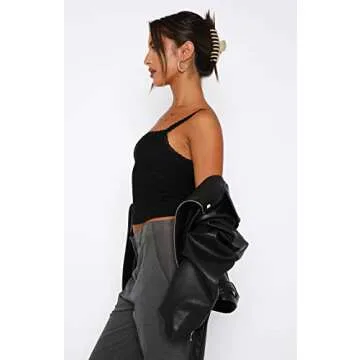 BAIGRAM Women's Y2K Lace Patchwork Strap Crop Camisole Backless Sleeveless Slim Fit Cute Lingerie Summer Casual Black