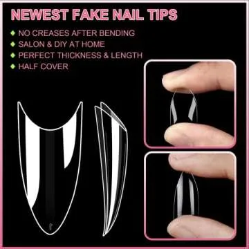 Short Stiletto Nail Tips Clear Nail Tips Half Cover MEKK 600PCS Acrylic False Nail Tips Fake Nail Tips for Nail Salons and DIY Nail Art at Home,10Sizes