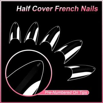 Short Stiletto Nail Tips Clear Nail Tips Half Cover MEKK 600PCS Acrylic False Nail Tips Fake Nail Tips for Nail Salons and DIY Nail Art at Home,10Sizes