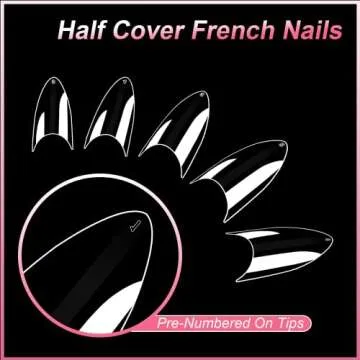 Short Stiletto Nail Tips Clear Nail Tips Half Cover MEKK 600PCS Acrylic False Nail Tips Fake Nail Tips for Nail Salons and DIY Nail Art at Home,10Sizes