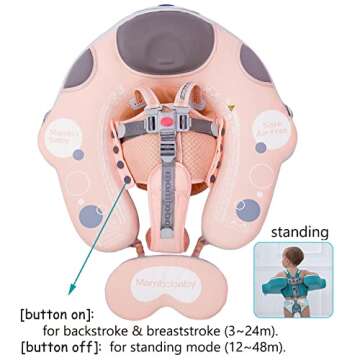 Mambobaby Float with Canopy UPF 50+ Sun Protection Pearl Foam Non-Inflatable Solid Baby Pool Float w...