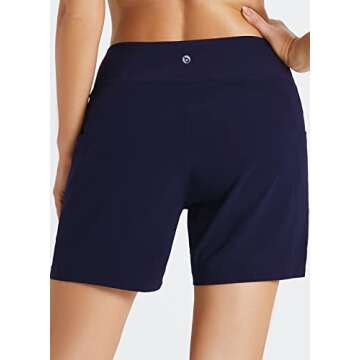 Baleaf Women's Swim Shorts 2024 Tummy Control Swimsuit Bathing Suit Bottoms 5" High Waisted Swimming...