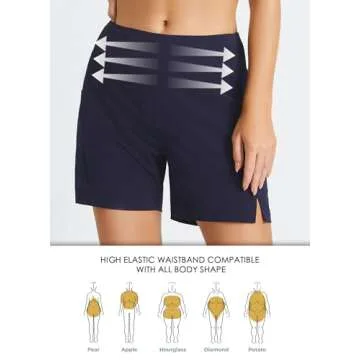 Baleaf Women's Swim Shorts 5" High Waisted Tummy Control
