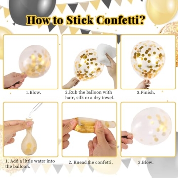 RUBFAC Black and Gold Balloons Garland Kit for Events