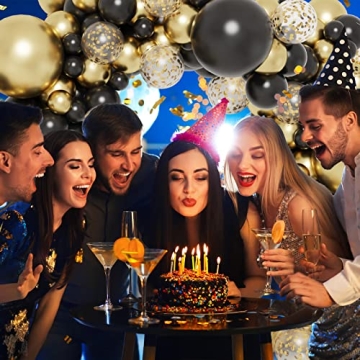 RUBFAC Black and Gold Balloons Garland Kit for Events