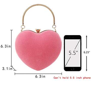 Goclothod Heart Shape Velvet Shoulder Bag for Women