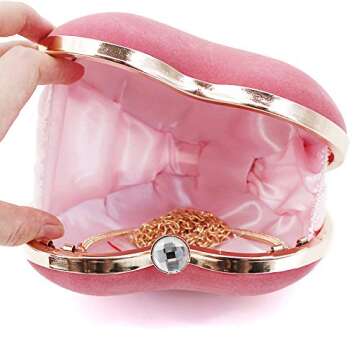 Goclothod Heart Shape Velvet Shoulder Bag for Women