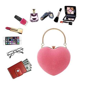 Goclothod Heart Shape Velvet Shoulder Bag for Women