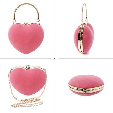 Goclothod Heart Shape Velvet Shoulder Bag for Women