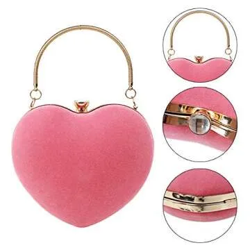 Goclothod Heart Shape Velvet Shoulder Bag for Women