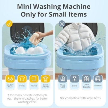 Blue Portable Washing Machine with Foldable 16L Spin Basket