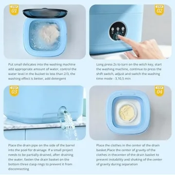 Blue Portable Washing Machine with Foldable 16L Spin Basket