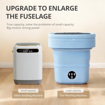 Blue Portable Washing Machine with Foldable 16L Spin Basket