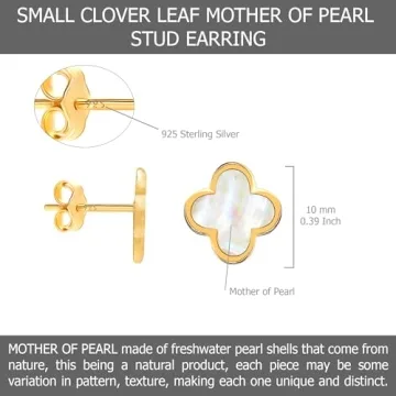 LeCalla 925 Silver 14K Gold-Plated Clover Earrings Women