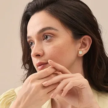 LeCalla 925 Silver 14K Gold-Plated Clover Earrings Women