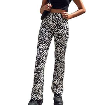 Mistshopy Women Loose Zebra Print Striped Flared Pants High Waist Casual Pants Streetwear Sweatpants...