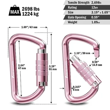 Durable FresKaro 3inch Locking Carabiners (2698lbs)