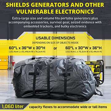 Mission Darkness Dry Shield Rapture Faraday Bag 1,060L Capacity // Durable Waterproof Cover Shields ...
